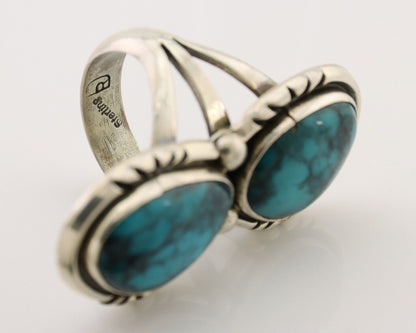 Navajo Handmade Ring 925 Silver Natural Tuquoise Artist Signed RD C.80's