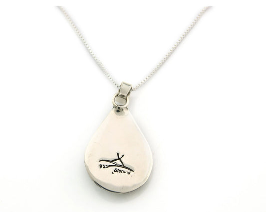 Navajo Necklace Sterling Authentic Gemstone Traditional Signed Teepee