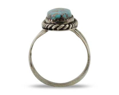 Navajo Ring 925 Silver Natural Turquoise Native American Artist C.80's