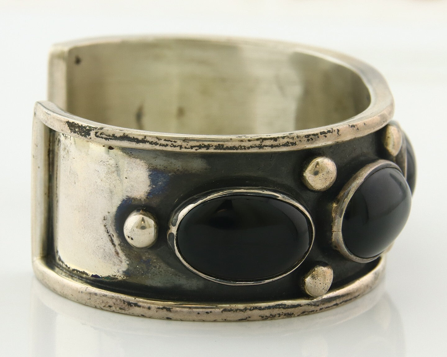 Vintage Navajo Bracelet 925 Silver Onyx Traditional Handmade Native American