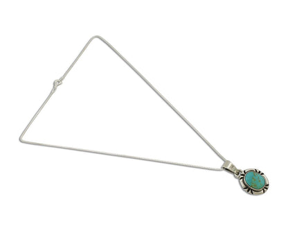 Navajo Necklace 925 Silver Arizona Turquoise Handmade Signed Gecko C.90's