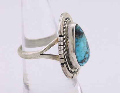 Navajo Ring 925 Silver Spiderweb Turquoise Signed Jon McCray C.80's