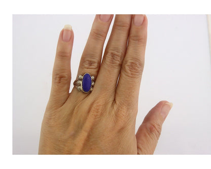 Navajo Ring 925 Sterling Natural Lapis Handmade Native Artist C.80's