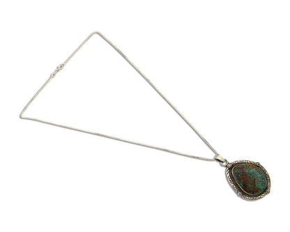 Navajo Necklace 925 Silver Natural Turquoise Artist Signed IJC C.80's