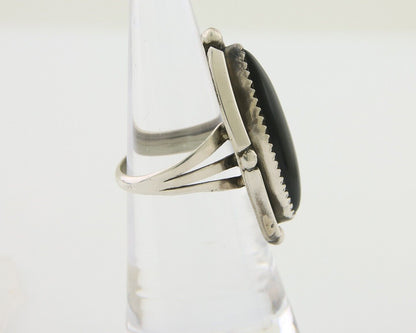 Navajo Handmade Ring 925 Silver Black Onyx Artist Signed SC C.80's