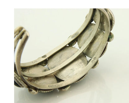 Men Navajo Cuff Bracelet 925 Sterling Silver Onyx Vintage Signed William Singer