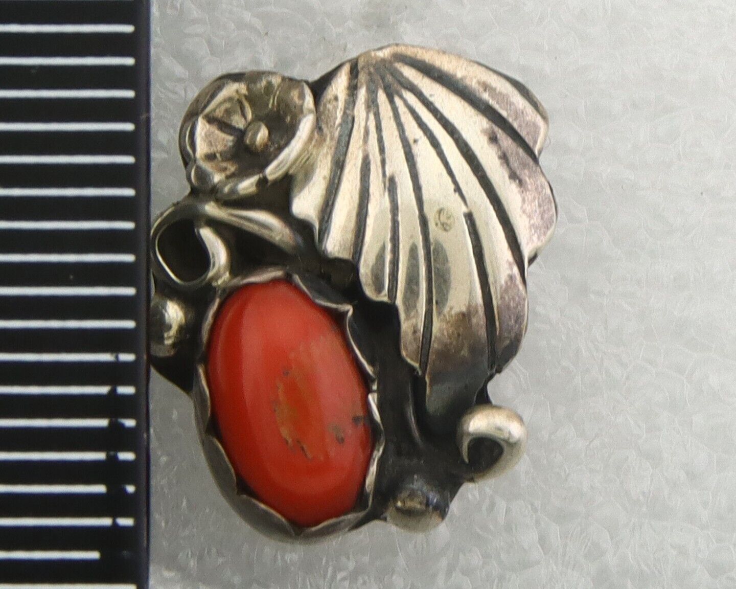 Navajo Earrings 925 Silver Natural Coral Native American Artist C.80's