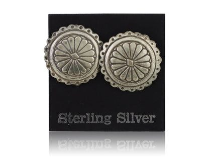 Navajo Small Shield Earrings 925 Silver Native American Artist C.80's