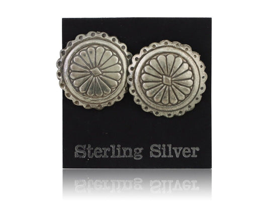 Navajo Small Shield Earrings 925 Silver Native American Artist C.80's
