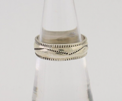 Navajo Hand Stamped Band 925 Silver 6.0 mm Native Artist Size 5.75 C.80's