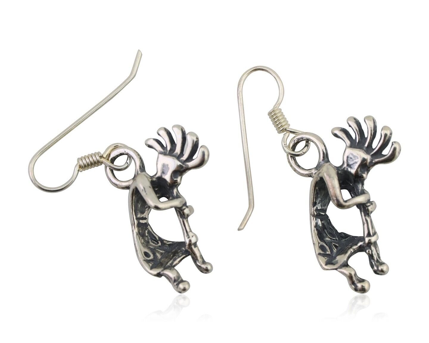 Navajo Kokopelli Dangle Earrings 925 Silver Native American Artist C.80's