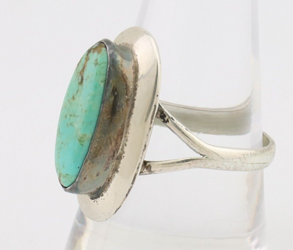 Navajo Ring 925 Silver Kingman Turquoise Artist Signed Kachina C.80's