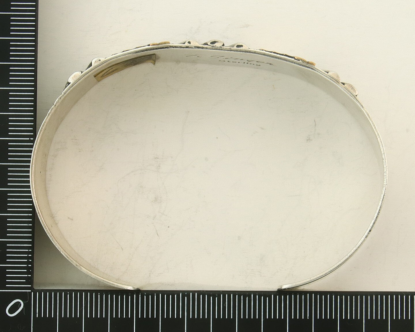 Navajo Bracelet Gold & 925 Silver Handmade 19 mm Wide Signed Thomas Singer C80s