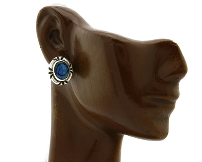 Navajo Hand Stamped Natural Mined MOP .925 SOLID Silver Stud Earrings