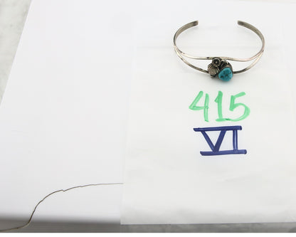 Vintage Navajo Bracelet 925 Silver Natural Turquoise Handmade Native Artist