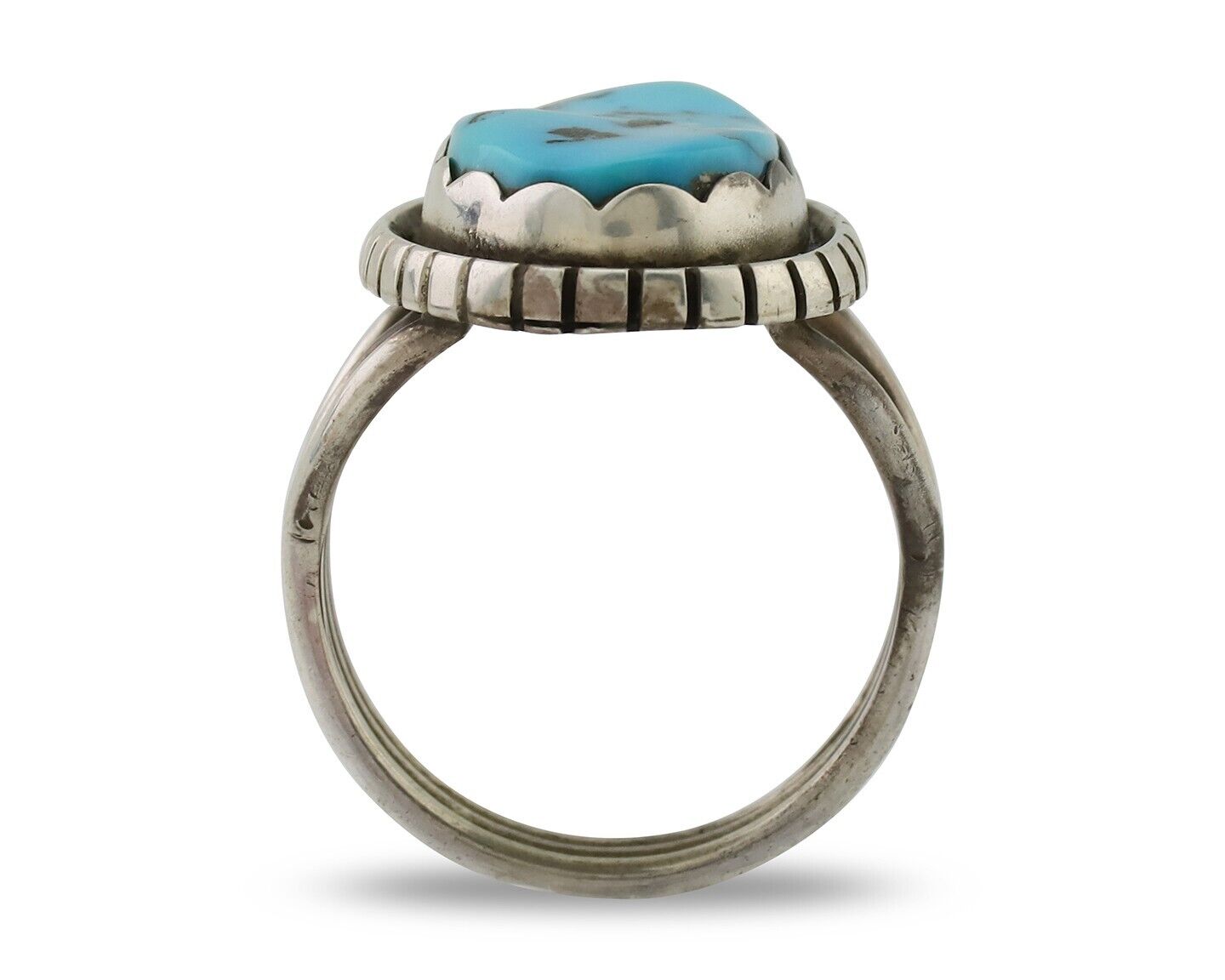 Navajo Ring 925 Silver Natural Blue Turquoise Signed Tony Guerro C.80's