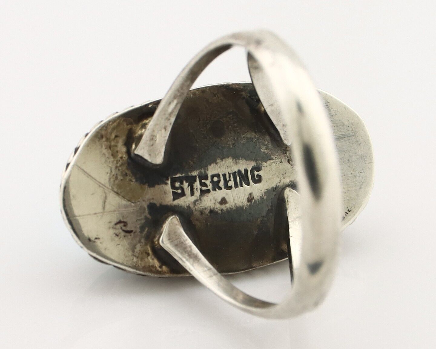 Navajo Ring 925 Silver Kingman Turquoise Native American Artist C.80's