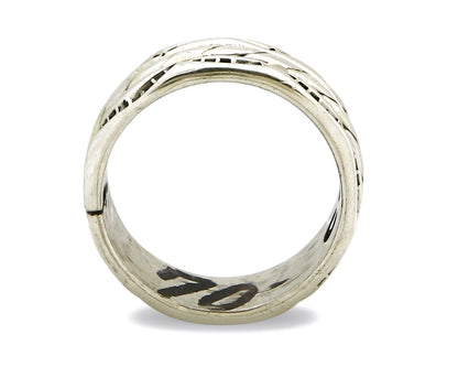 Navajo Ring .925 Silver Handmade Hand Stamped 3 Row Rope Band C.1980's Size 7.5
