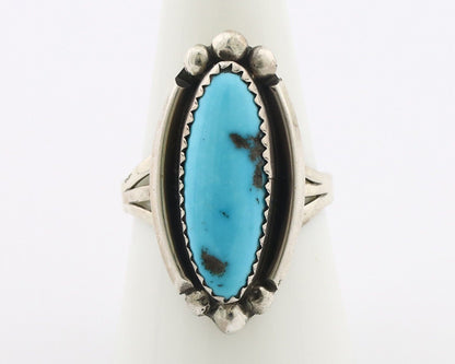 Navajo Ring .925 Silver Sleeping Beauty Turquoise Signed SkyStone Creations C80s