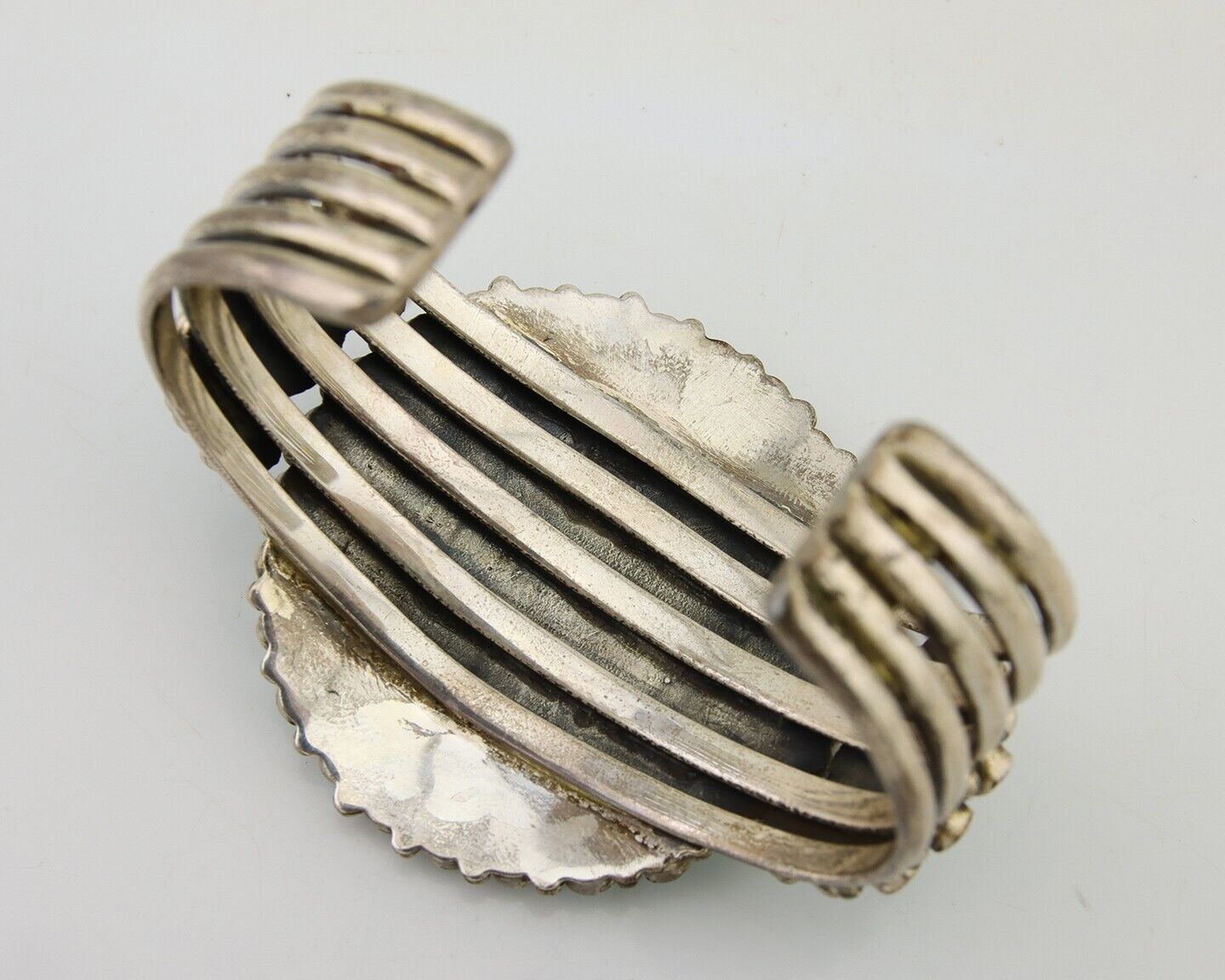 Navajo Bracelet 925 Silver Natural Blue Turquoise Signed Delbert Chatter C.80's