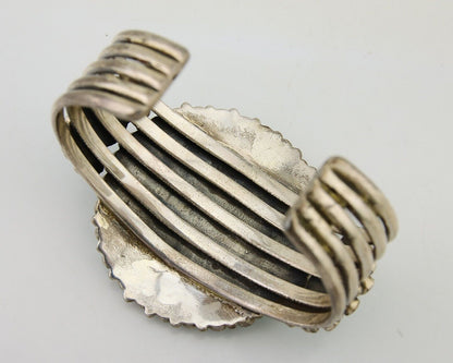 Navajo Bracelet 925 Silver Natural Blue Turquoise Signed Delbert Chatter C.80's
