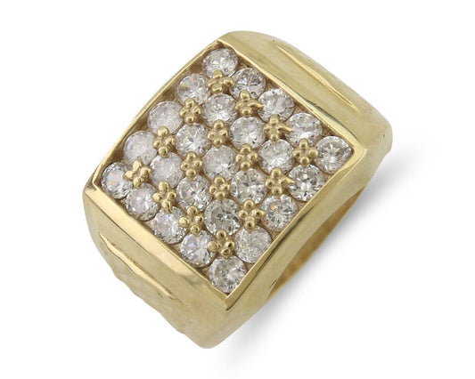 Men Simulated Diamond Pinky Ring 14k Solid Yellow Gold