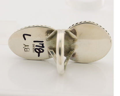 Navajo Handmade Ring 925 Silver Natural Tuquoise Artist Signed BY C.80's