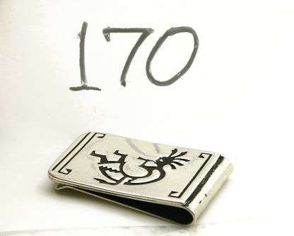 Navajo Money Clip .925 Silver & Nickle Hand Stamped Artist Native C.80's-90's