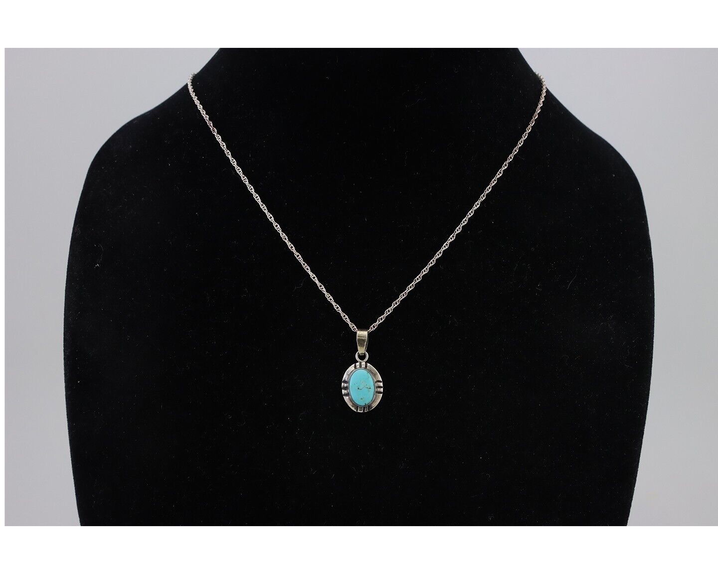 Navajo Necklace 925 Silver Natural Kingman Turquoise Native American C.80's
