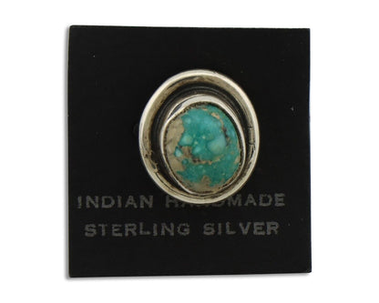 Navajo Tie Tack 925 Silver Natural Mined Turquoise Native American Artist C.80's