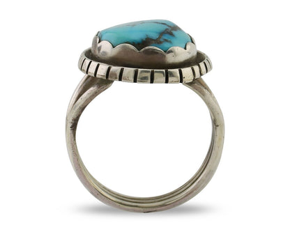 Navajo Ring 925 Silver Natural Blue Turquoise Signed Tony Guerro C.80's