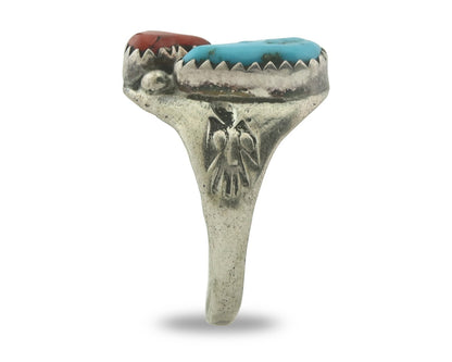 Vintage Navajo Ring 925 Sterling Silver Natural Gemstone Authentic Size 8.25