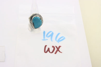 Navajo Ring 925 Sterling Turquoise Handmade Native Artist C.80's Size 9.0