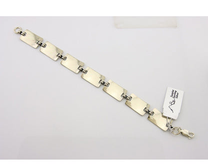 Navajo Hamdmade Link Bracelet 925 Silver Native American Artist C.80's