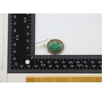 Navajo Earrings 925 Silver Dangle Natural Spiderweb Turquoise Native Artist C80s