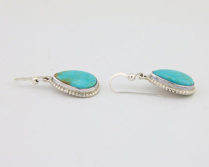 Navajo Dangle Earrings 925 Silver Natural Turquoise Artist Signed Montoya C.80's
