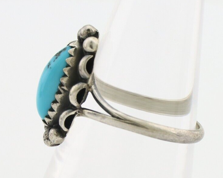 Navajo Ring 925 Silver Sleeping Beauty Turquoise Signed SkyStone Creations C80s