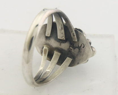 Navajo Ring 925 Sterling Natural Turquoise Native Artist C.80's Size 7.5