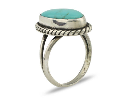 Navajo Ring 925 Silver Kingman Turquoise Artist Signed M Montoya C.80's