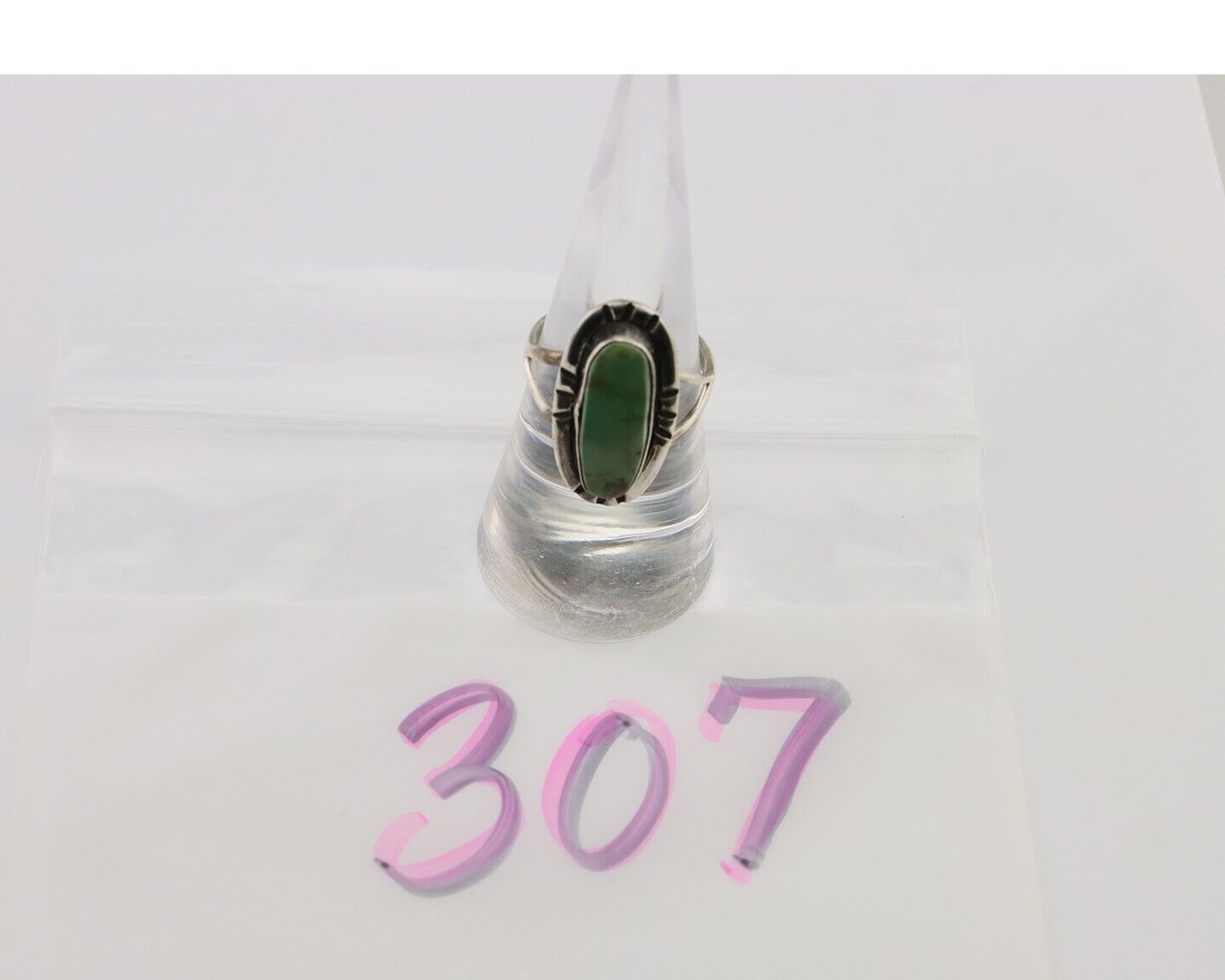 Navajo Handmade Ring 925 Silver Green Turquoise Artist Signed Kachina C.80's