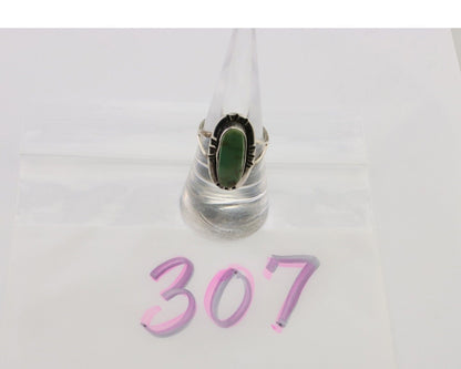 Navajo Handmade Ring 925 Silver Green Turquoise Artist Signed Kachina C.80's