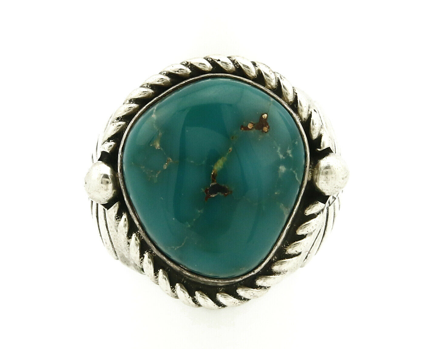 Navajo Ring .925 SOLID Silver Blue Gem Turquoise Signed Doug Zachary C.80's