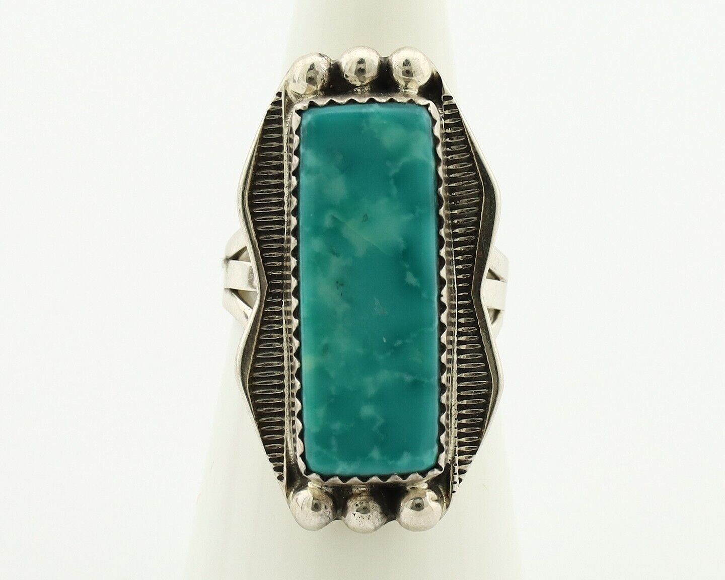 Navajo Ring 925 Silver Natural Blue Turquoise Artist Signed Begay C.80's