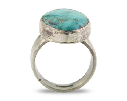 Navajo Ring 925 Sterling Turquoise Handmade Signed M Montoya C.80's Sz 9.0