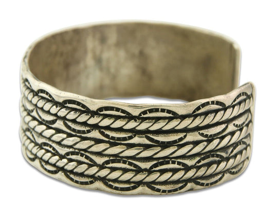 Men's Navajo Bracelet 925 Silver Artist Signed C Montoya Cuff C.80's