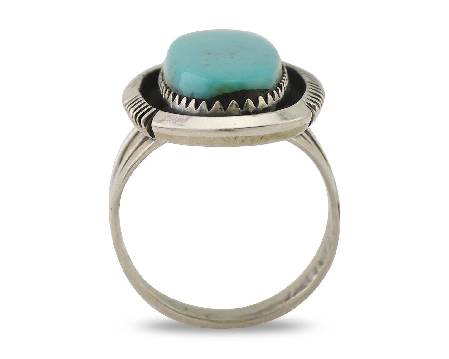 Navajo Ring 925 Silver Blue Turquoise Artist Signed William Denetdale C.80's