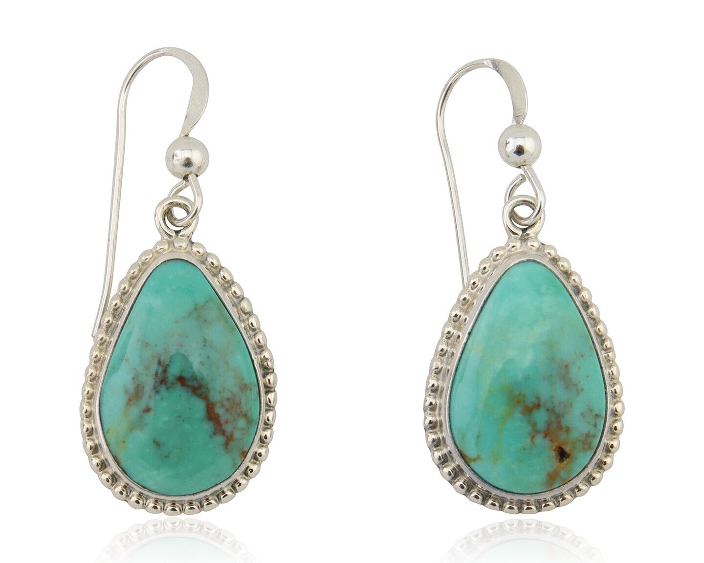 Navajo Dangle Earrings 925 Silver Natural Turquoise Artist Signed Montoya C.80's