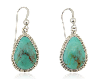 Navajo Dangle Earrings 925 Silver Natural Turquoise Artist Signed Montoya C.80's