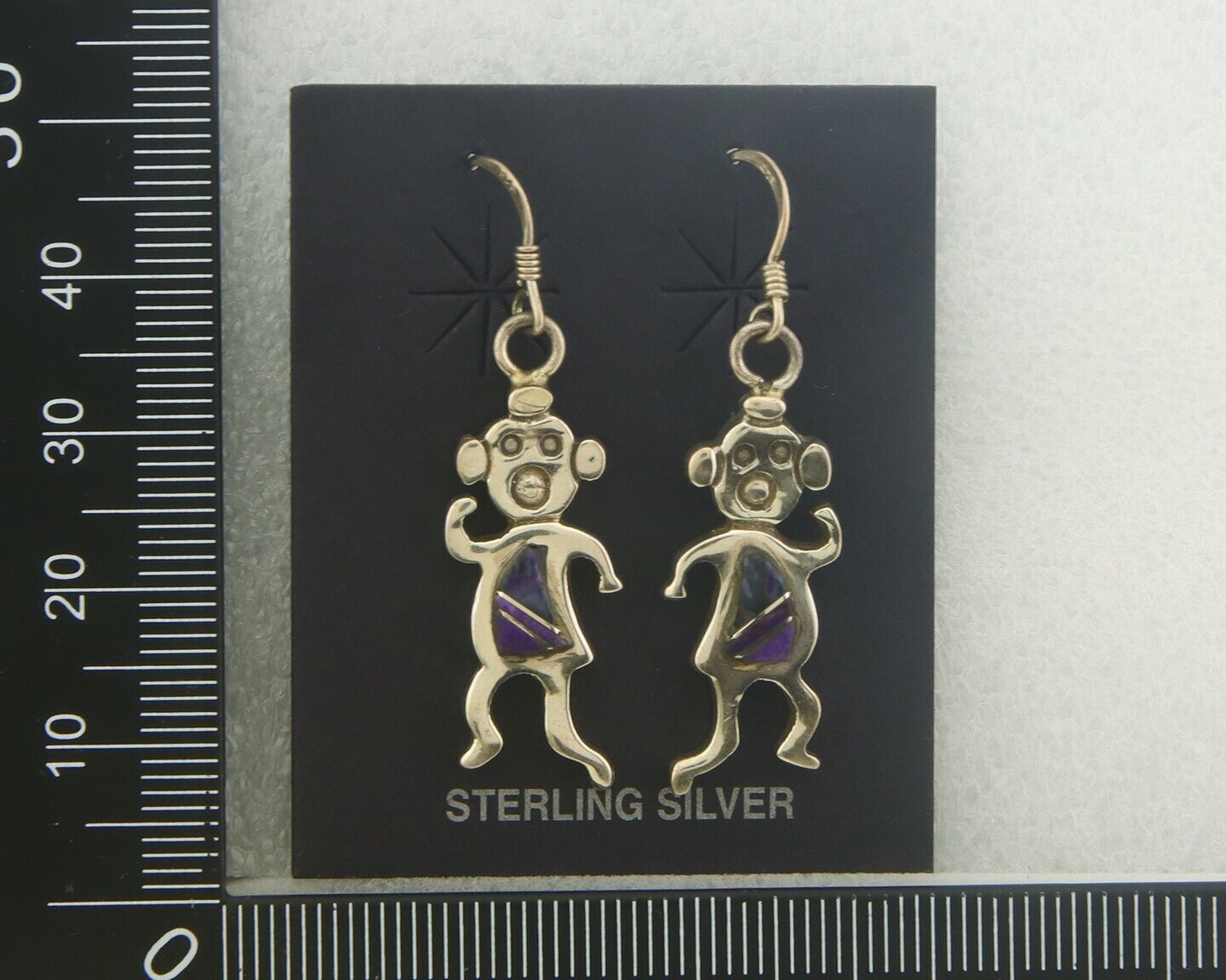 Navajo Earrings 925 Silver Natural Sugilite, Charoite Native American Artist C80