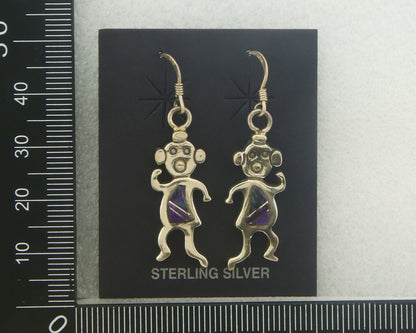 Navajo Earrings 925 Silver Natural Sugilite, Charoite Native American Artist C80